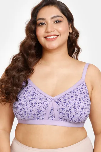Buy Rosaline Everyday Double Layered Non Wired Full Coverage Super Support Bra - Violet Tulip